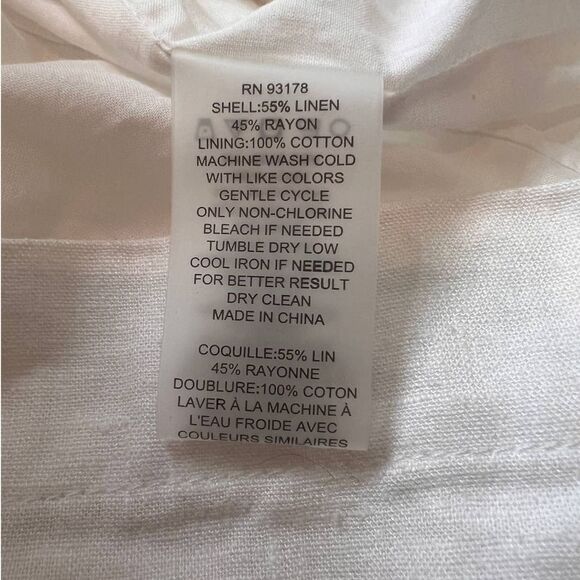 Elie Tahari White Lace Trim Short Sleeved/Collar Linen Lined Shirt Dress NWT-M - Picture 7 of 13